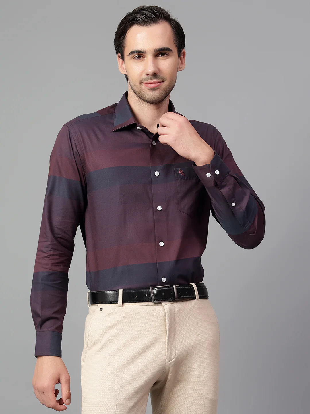 Formal Shirt for Men l Breathable & Soft with Color Fastness Regular Fit Spread Collar Neck Cotton Fabric Self Design Pattern - Image 2
