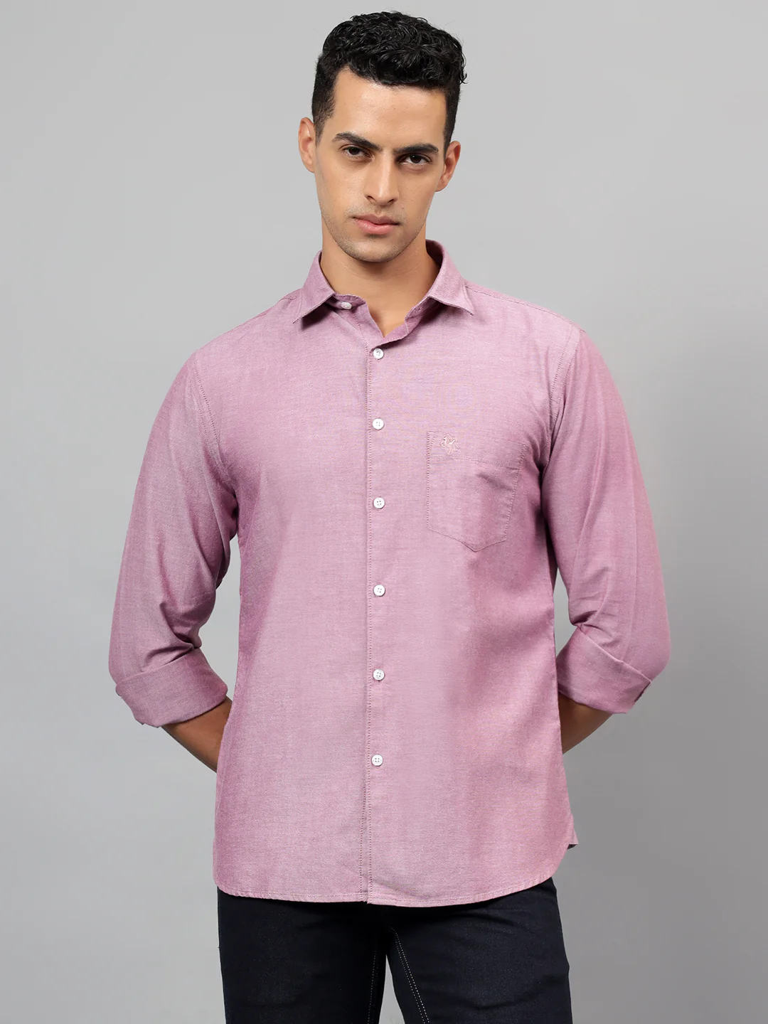 Casual Shirt for Men | Breathable & Soft with Color Fastness Regular Fit Spread Collar Neck Cotton Fabric Self Design Pattern - Image 2