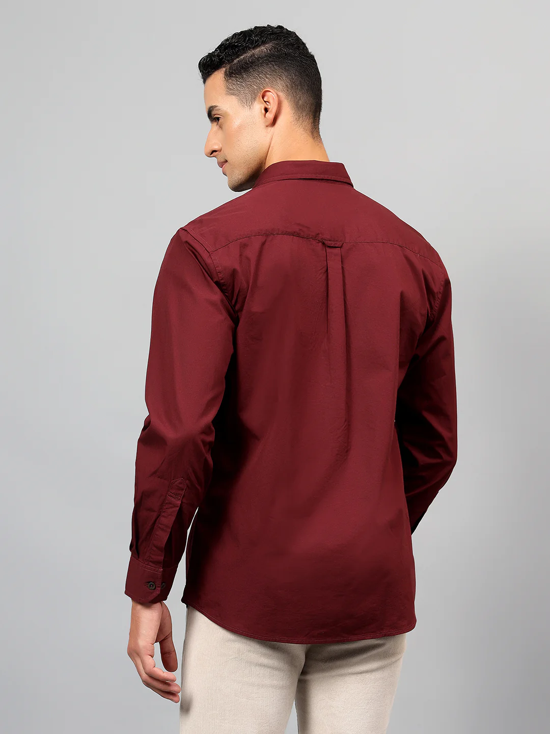 Casual Shirt for Men | Breathable & Soft with Color Fastness Regular Fit Spread Collar Neck Cotton Fabric Solid Pattern - Image 2