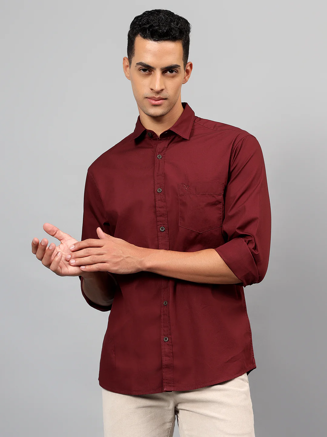 Casual Shirt for Men | Breathable & Soft with Color Fastness Regular Fit Spread Collar Neck Cotton Fabric Solid Pattern - Image 3