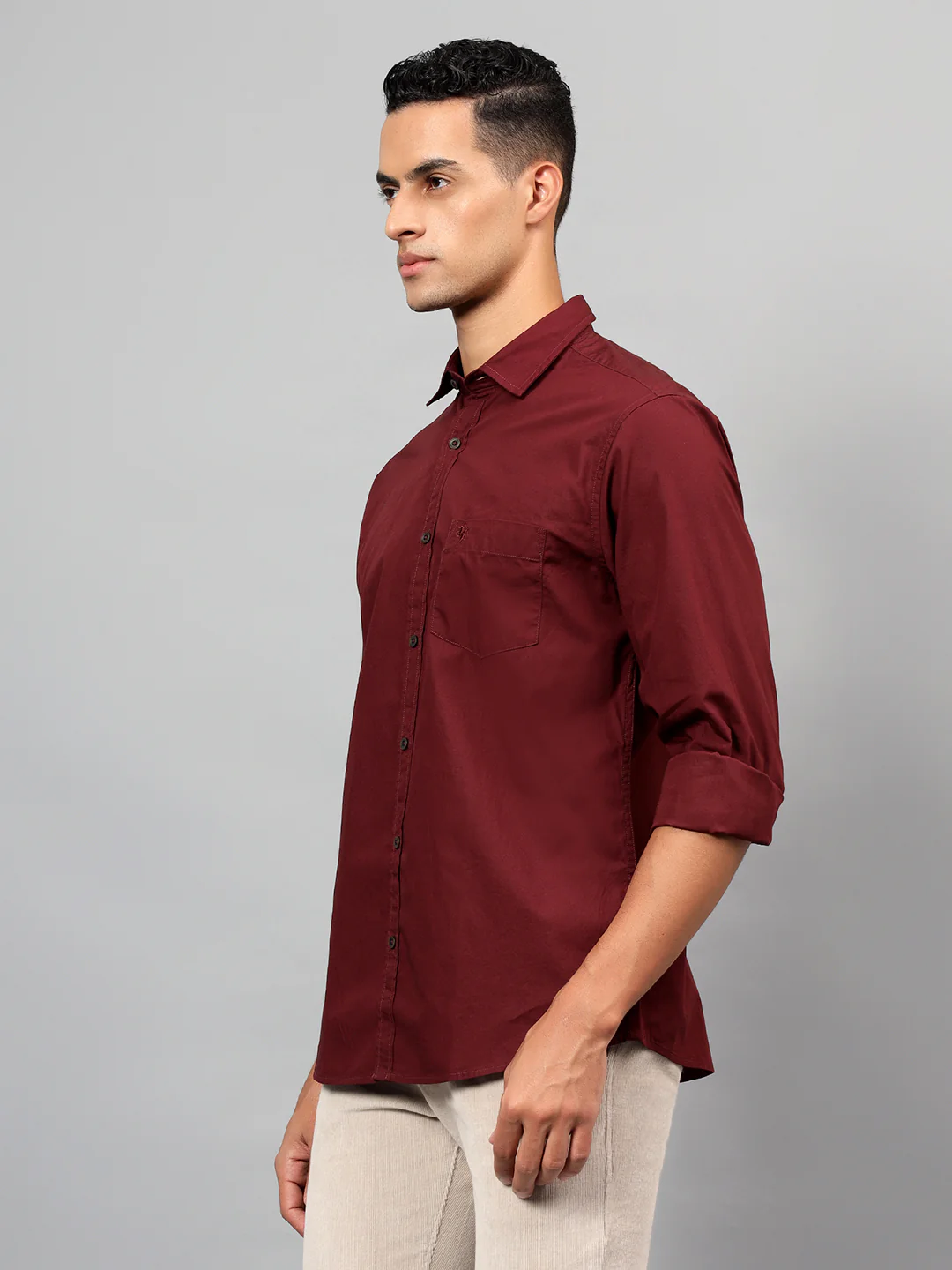Casual Shirt for Men | Breathable & Soft with Color Fastness Regular Fit Spread Collar Neck Cotton Fabric Solid Pattern - Image 4