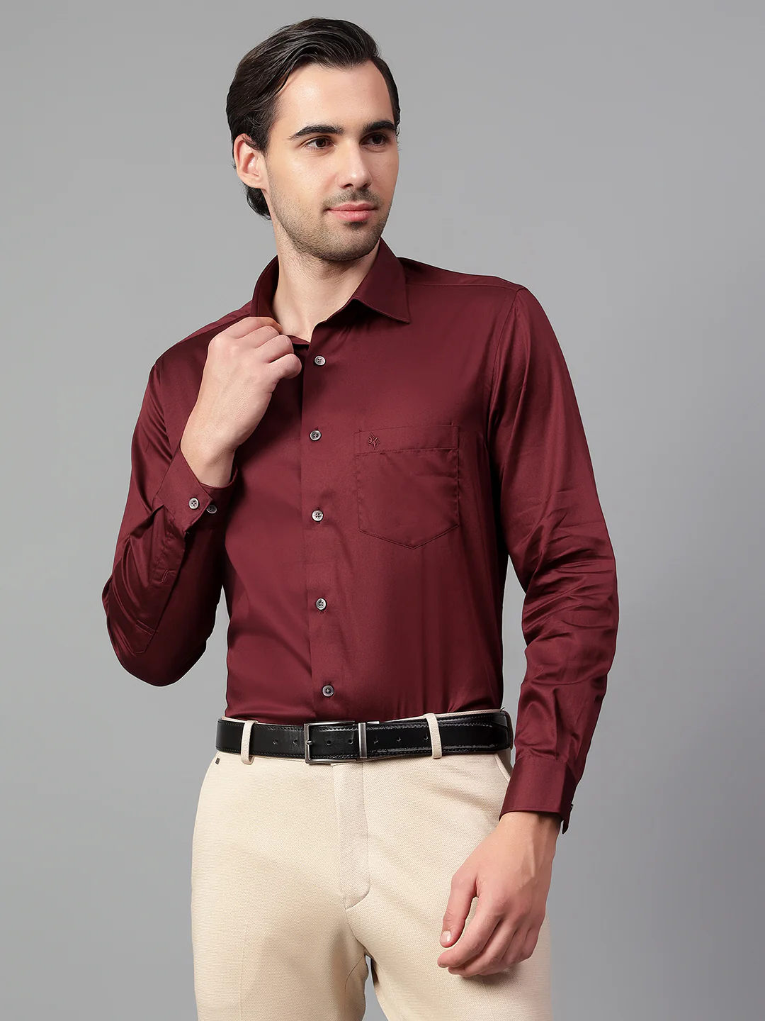 Formal Shirt for Men l Breathable & Soft with Color Fastness Regular Fit Spread Collar Neck Cotton Fabric Solid Pattern - Image 3