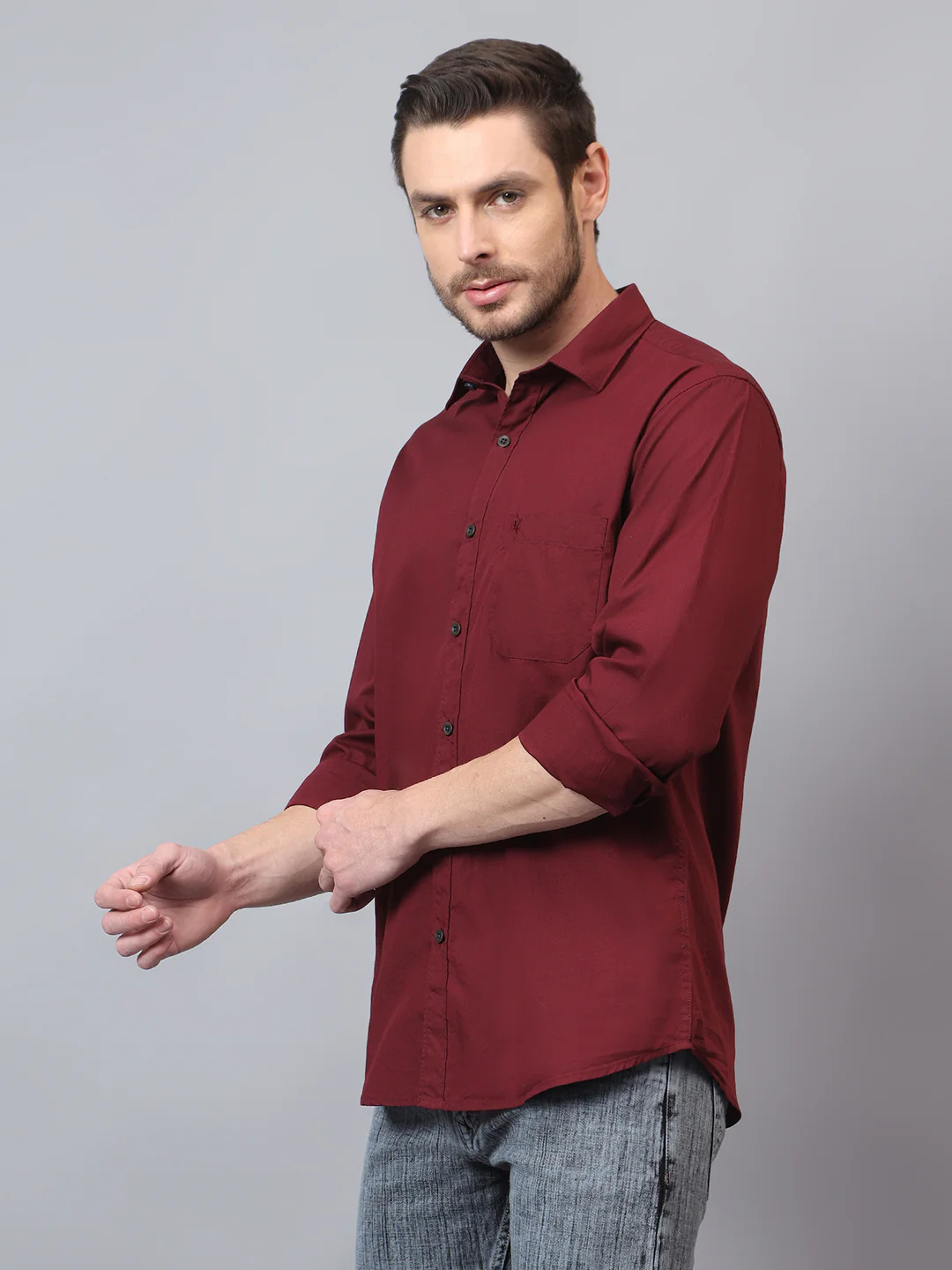 Casual Shirt for Men | Breathable & Soft with Color Fastness Regular Fit Spread Collar Neck Cotton Fabric Solid Pattern - Image 3