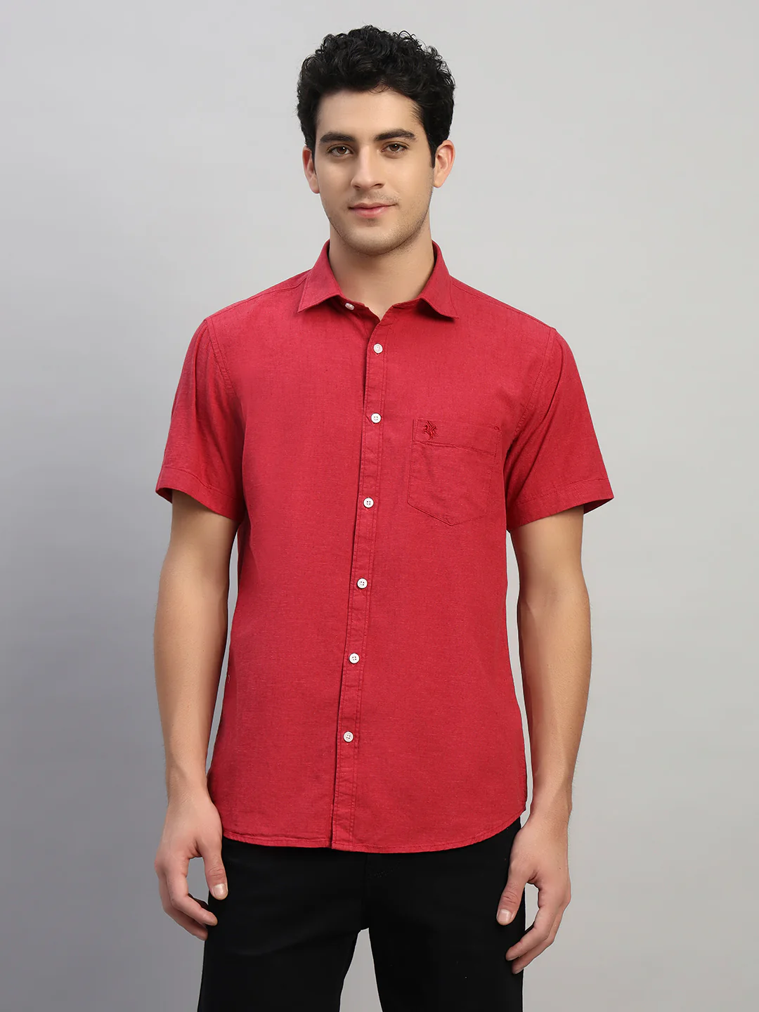 Casual Shirt for Men | Breathable & Soft with Color Fastness Regular Fit Spread Collar Neck Cotton Fabric Solid Pattern - Image 3