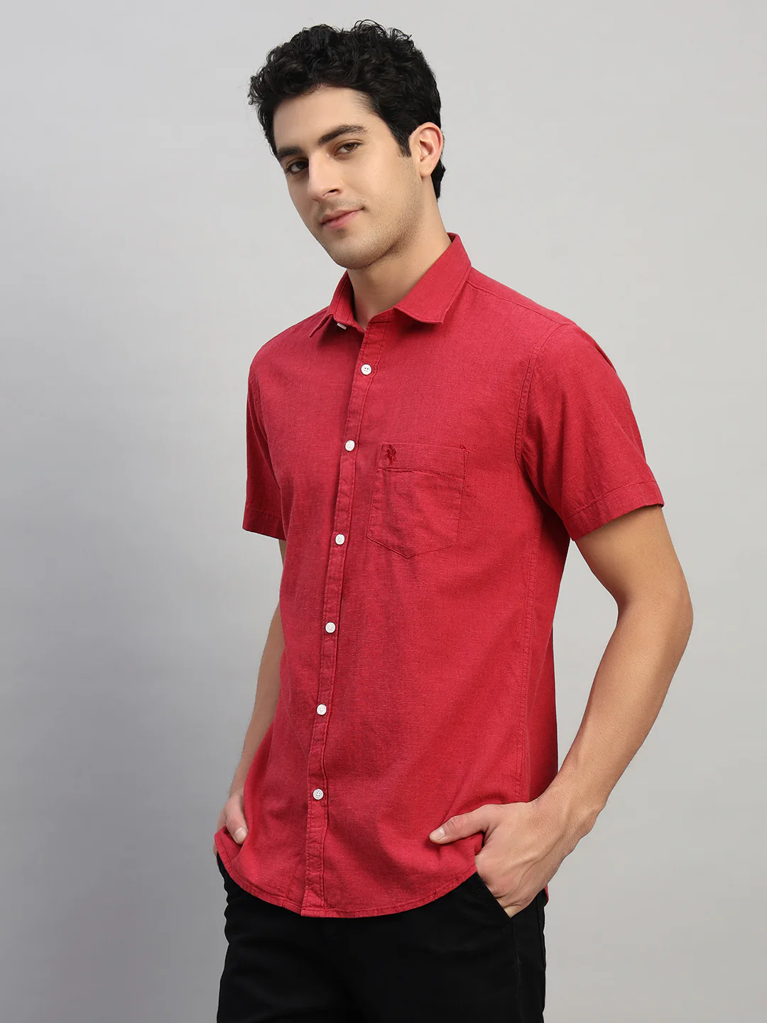 Casual Shirt for Men | Breathable & Soft with Color Fastness Regular Fit Spread Collar Neck Cotton Fabric Solid Pattern - Image 4