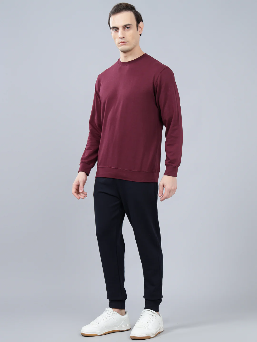 Men's Maroon Solid Lounge Set - Image 4