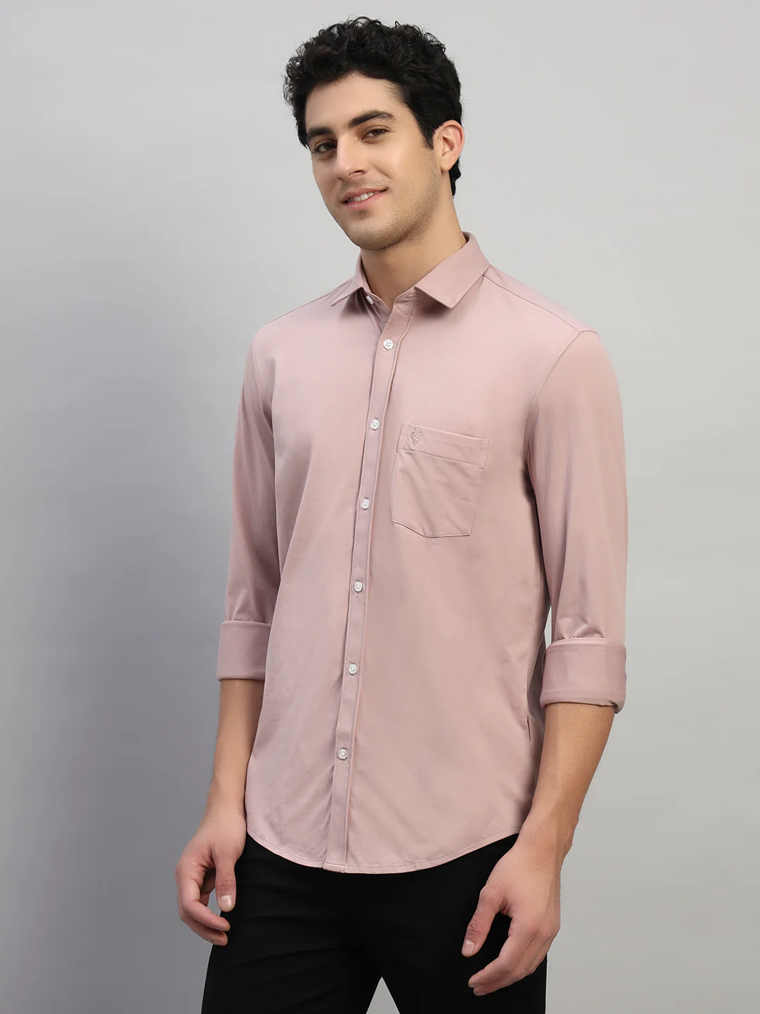 Casual Shirt for Men | Breathable & Soft with Color Fastness Regular Fit Spread Collar Neck Polyester Fabric Solid Pattern - Image 4