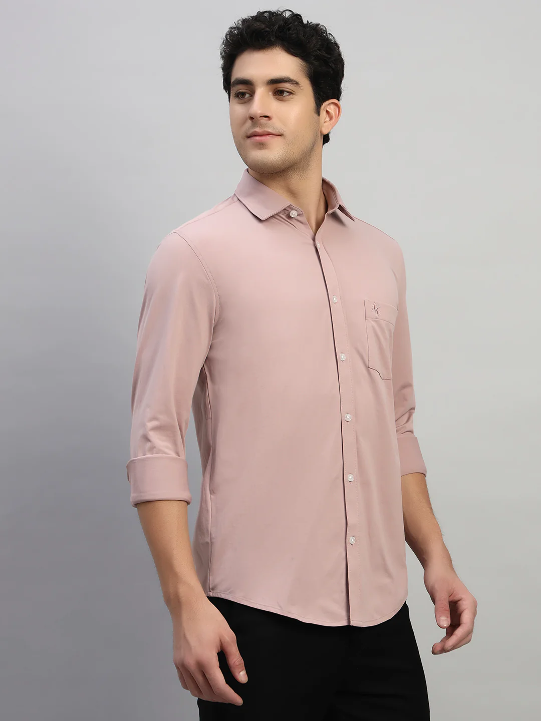 Casual Shirt for Men | Breathable & Soft with Color Fastness Regular Fit Spread Collar Neck Polyester Fabric Solid Pattern - Image 5