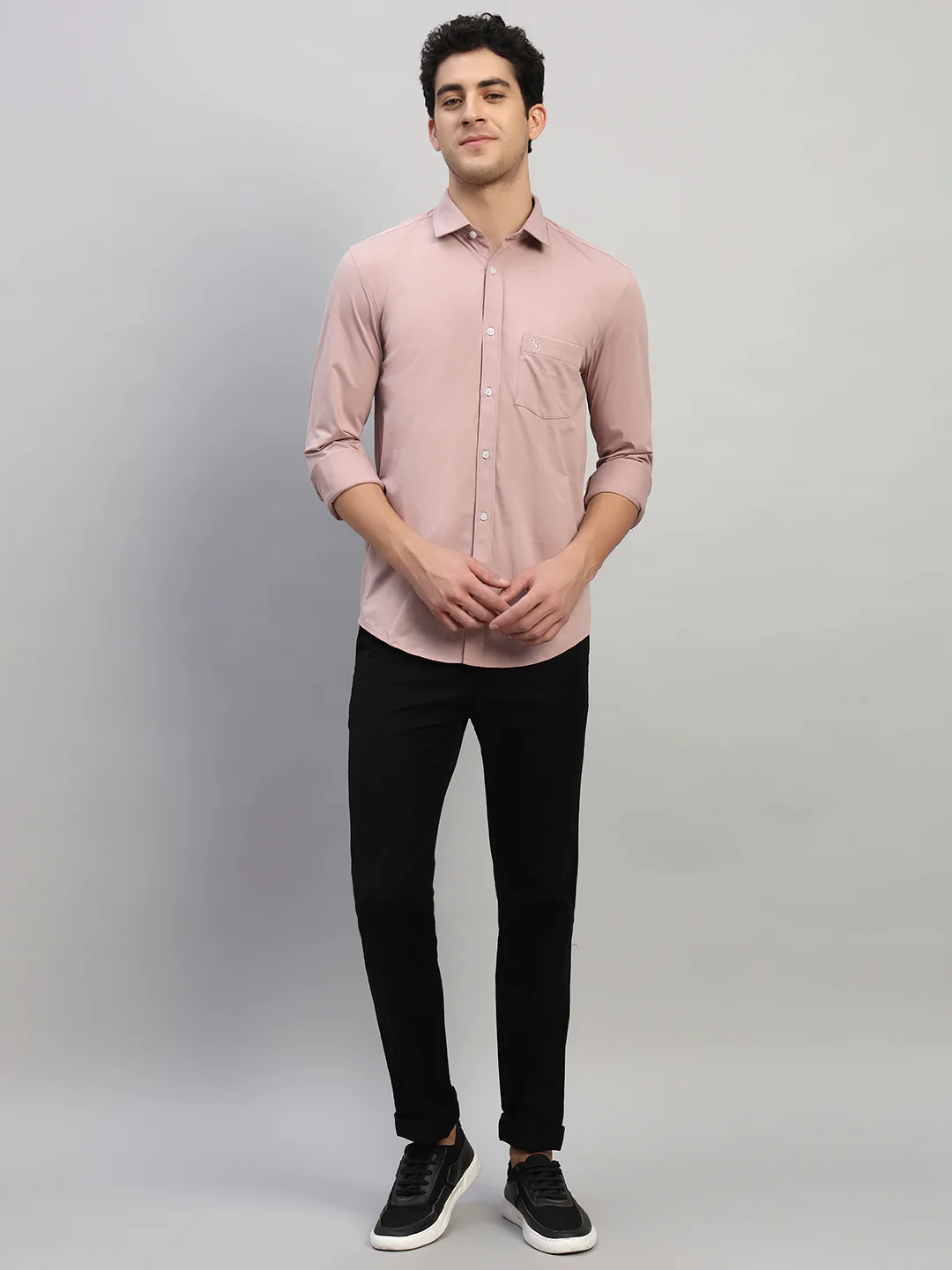 Casual Shirt for Men | Breathable & Soft with Color Fastness Regular Fit Spread Collar Neck Polyester Fabric Solid Pattern - Image 6