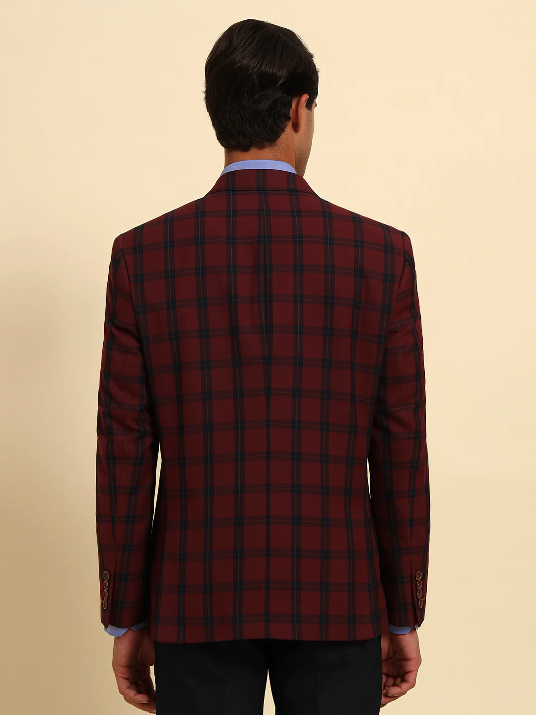 Blazer for Men | Premium Formal Blazer Slim Fit Notched Collar Poly Viscose Fabric Checkered Pattern - Image 3