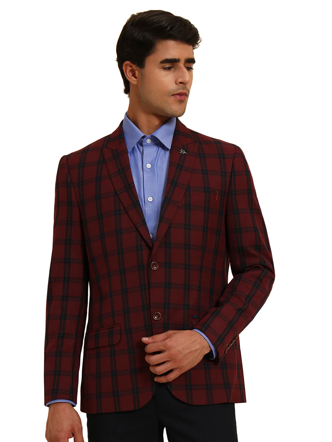 Blazer for Men | Premium Formal Blazer Slim Fit Notched Collar Poly Viscose Fabric Checkered Pattern - Image 5