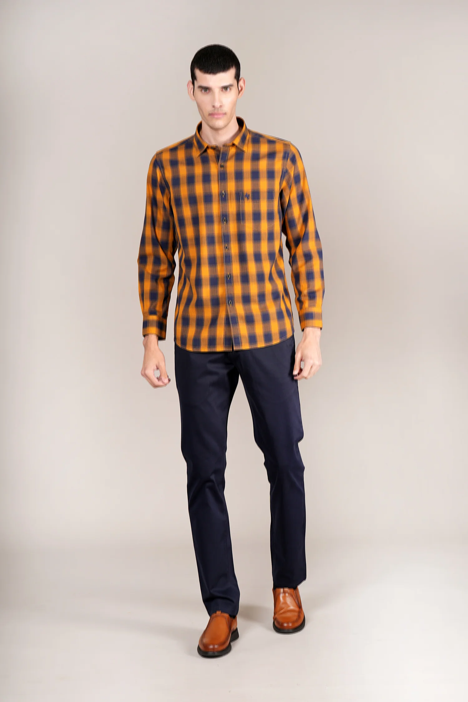 Casual Trouser for Men | Breathable & Soft with Color Fastness Regular Fit Cotton Blend Fabric Solid Pattern Button Closure - Image 2
