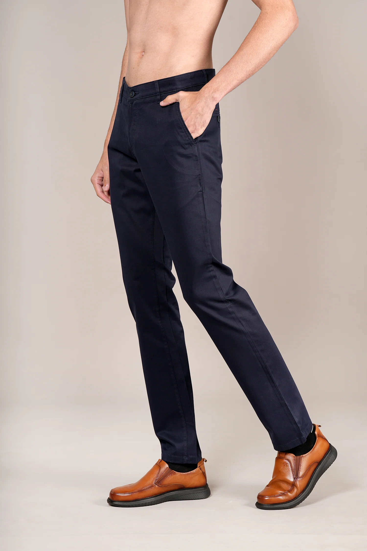 Casual Trouser for Men | Breathable & Soft with Color Fastness Regular Fit Cotton Blend Fabric Solid Pattern Button Closure - Image 5
