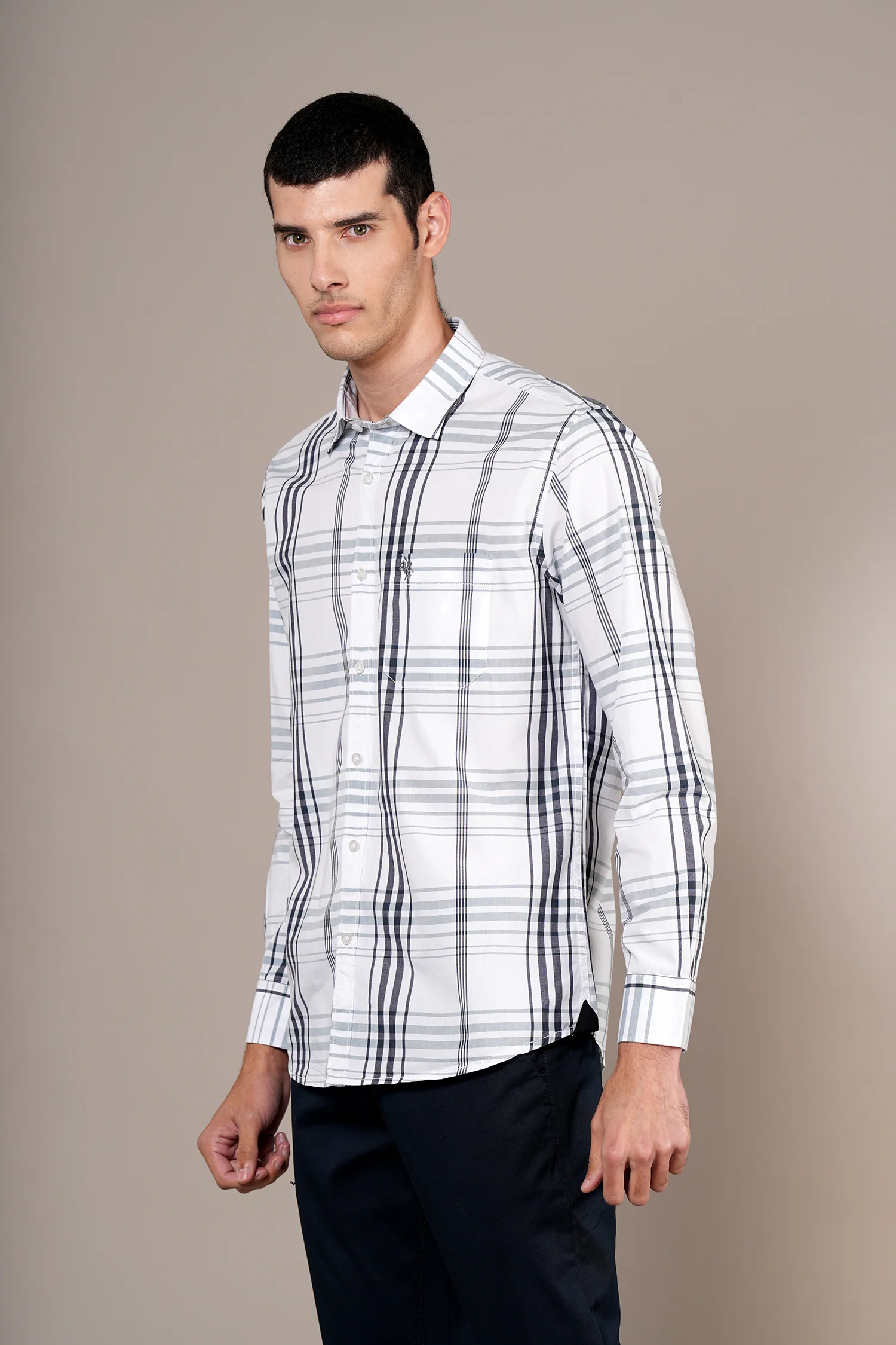 Casual Shirt for Men | Breathable & Soft with Color Fastness Regular Fit Spread Collar Neck Cotton Fabric Checkered Pattern - Image 3