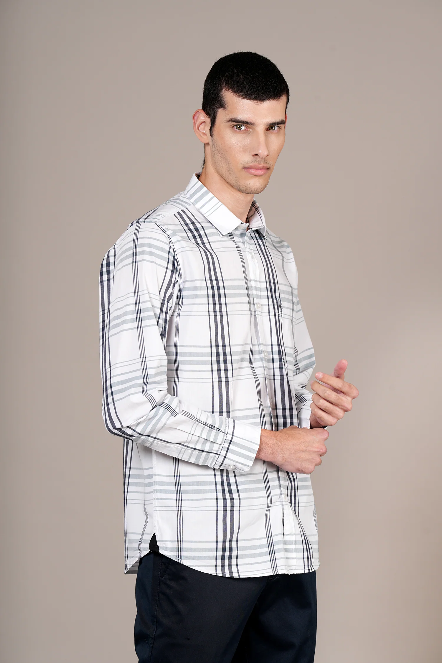 Casual Shirt for Men | Breathable & Soft with Color Fastness Regular Fit Spread Collar Neck Cotton Fabric Checkered Pattern - Image 4