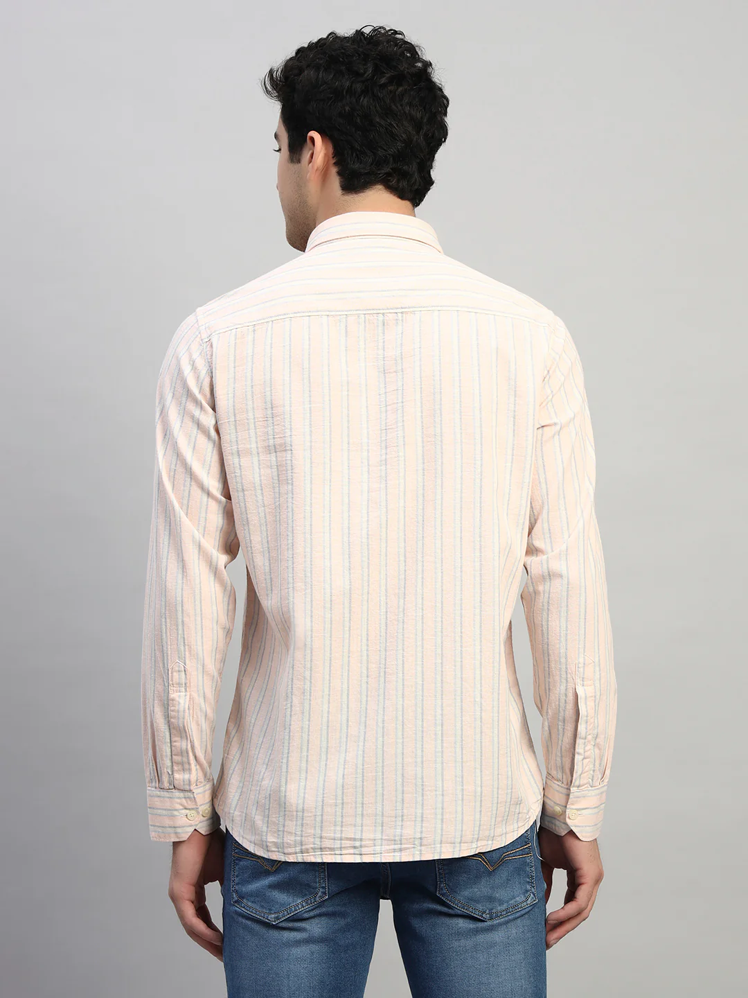 Casual Shirt for Men | Breathable & Soft with Color Fastness Regular Fit Spread Collar Neck Cotton Fabric Striped Pattern - Image 2
