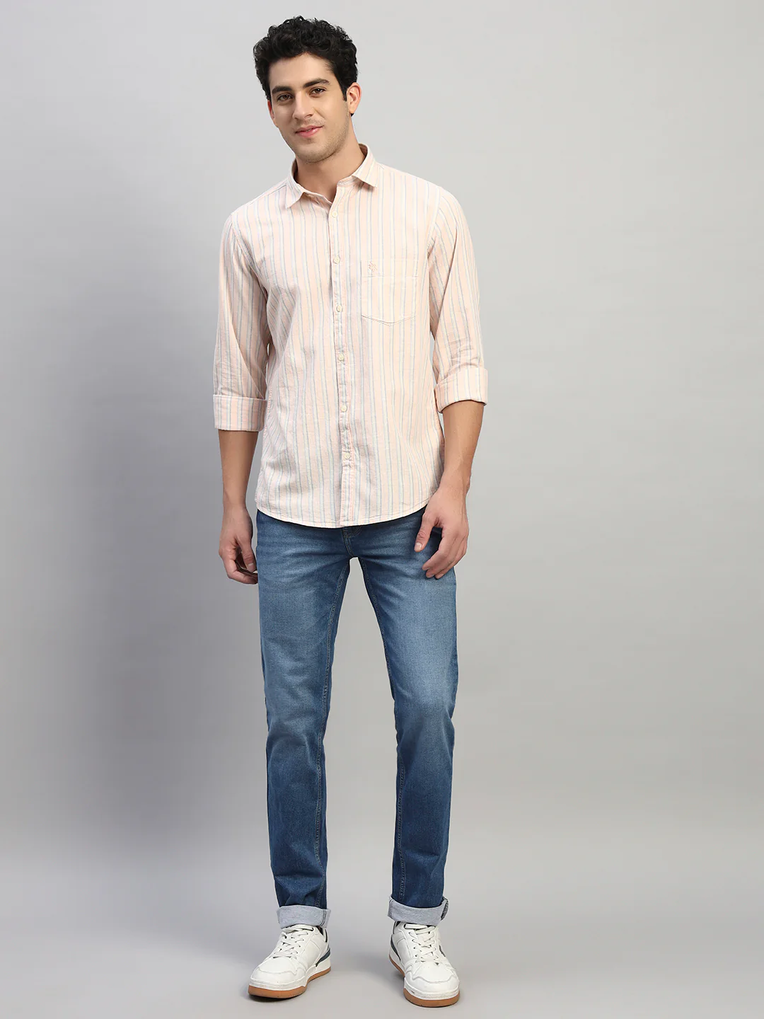 Casual Shirt for Men | Breathable & Soft with Color Fastness Regular Fit Spread Collar Neck Cotton Fabric Striped Pattern - Image 6