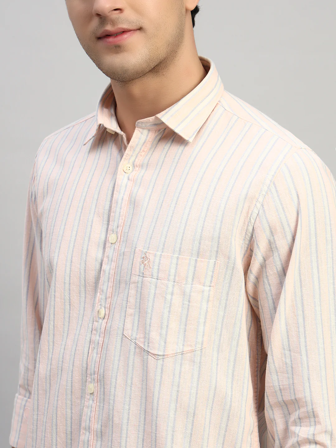 Casual Shirt for Men | Breathable & Soft with Color Fastness Regular Fit Spread Collar Neck Cotton Fabric Striped Pattern - Image 7
