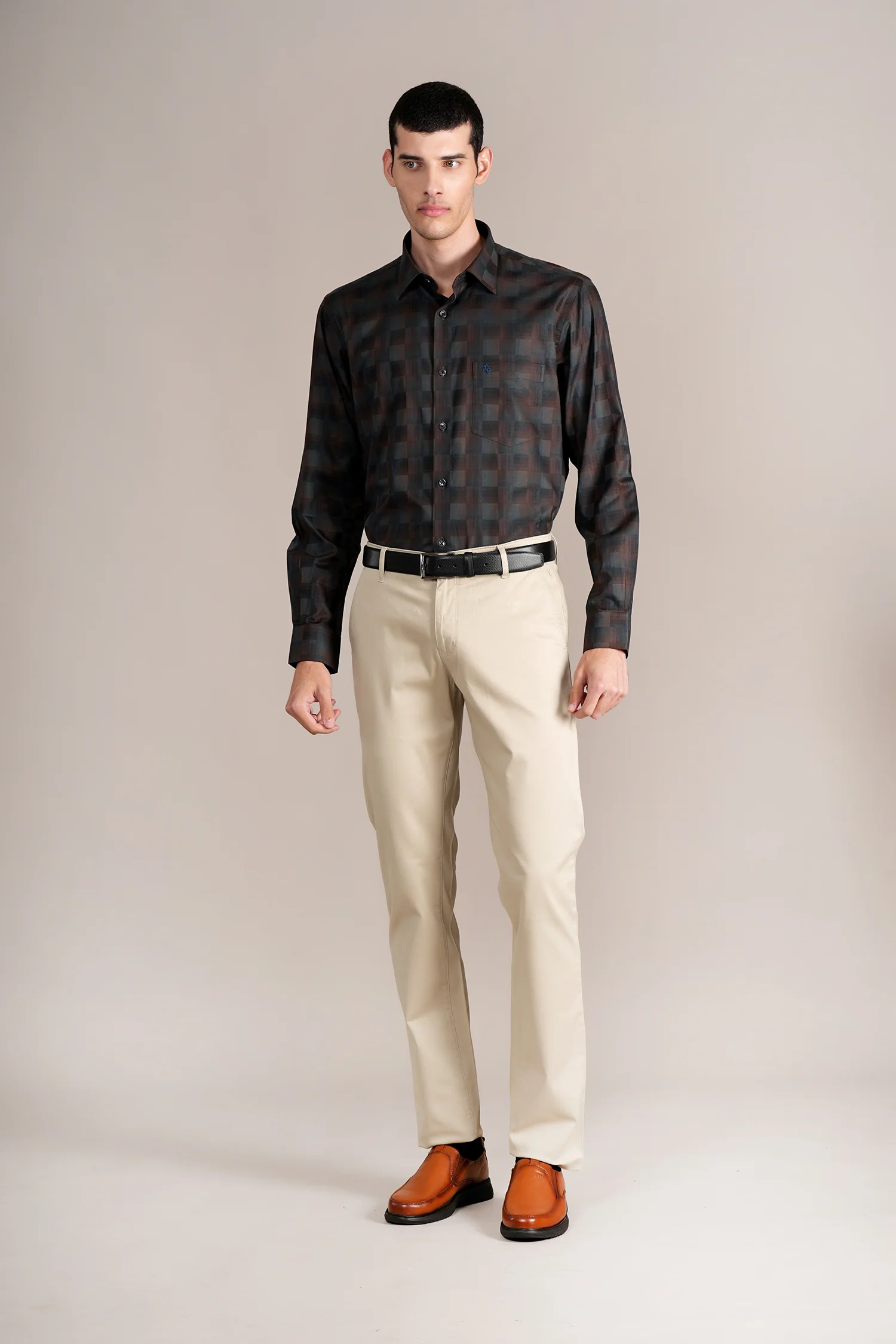 Formal Shirt for Men l Breathable & Soft with Color Fastness Regular Fit Spread Collar Neck Cotton Fabric Checkered Pattern - Image 2
