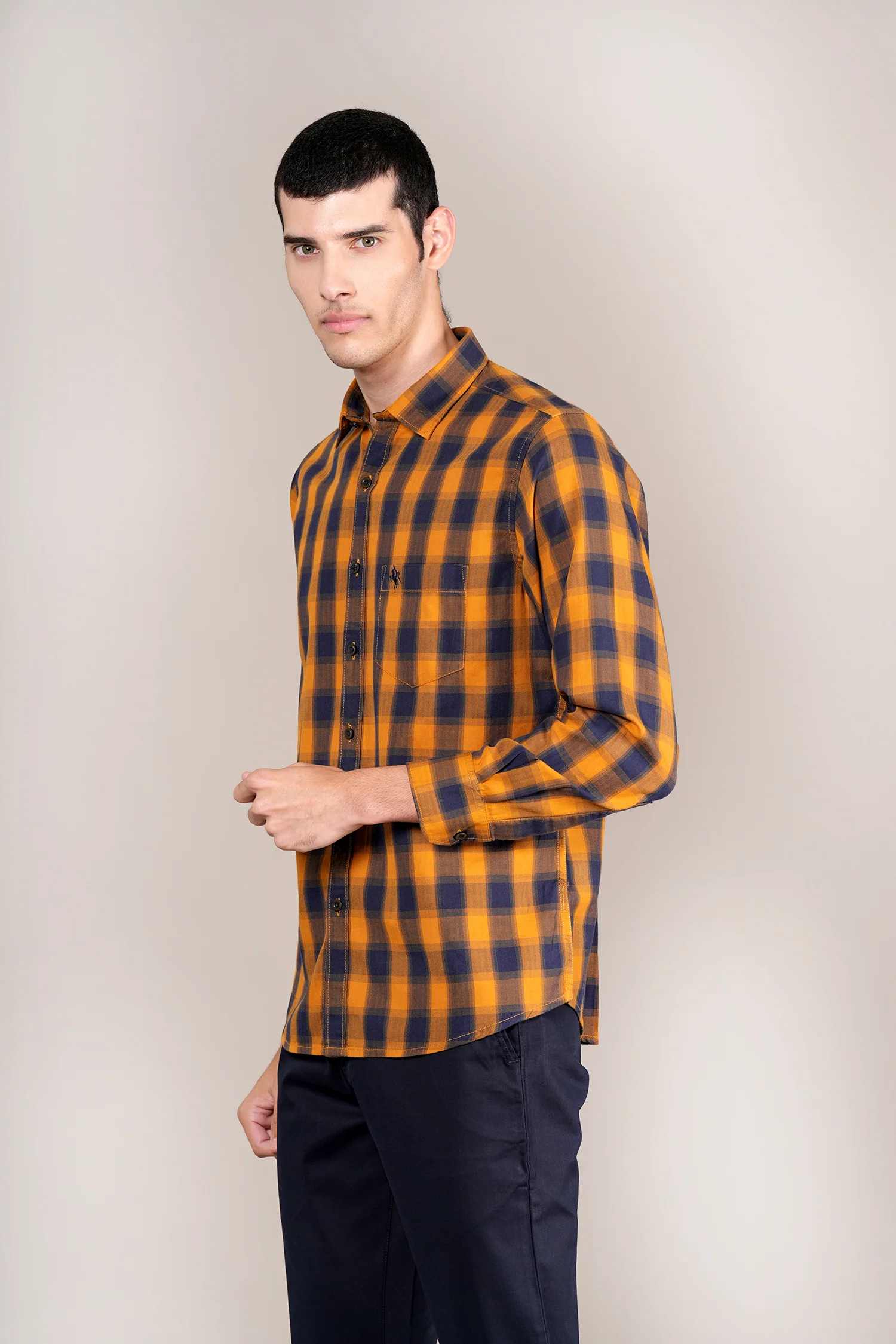 Casual Shirt for Men | Breathable & Soft with Color Fastness Regular Fit Spread Collar Neck Cotton Fabric Checkered Pattern - Image 3