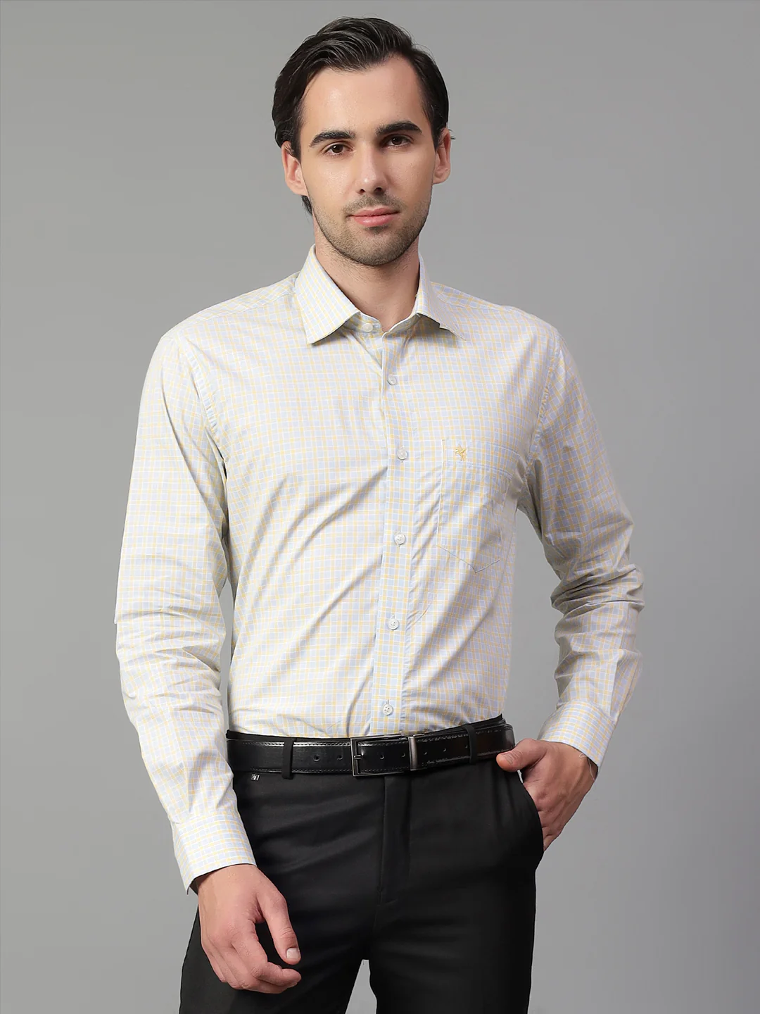 Formal Shirt for Men l Breathable & Soft with Color Fastness Regular Fit Spread Collar Neck Cotton Fabric Checkered Pattern - Image 3
