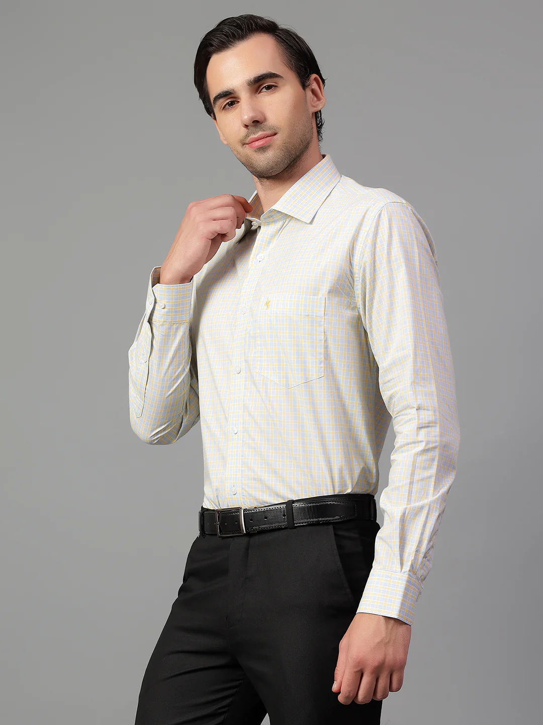 Formal Shirt for Men l Breathable & Soft with Color Fastness Regular Fit Spread Collar Neck Cotton Fabric Checkered Pattern - Image 4