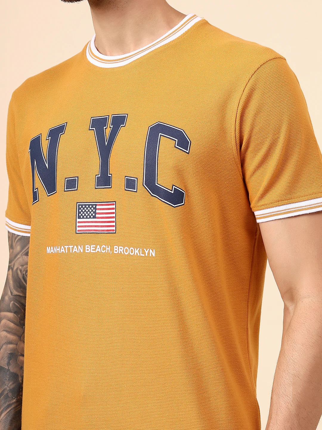 T-Shirt for Men | Breathable & Soft with Color Fastness Regular Fit Round Neck Poly Cotton Fabric Printed Pattern - Image 6