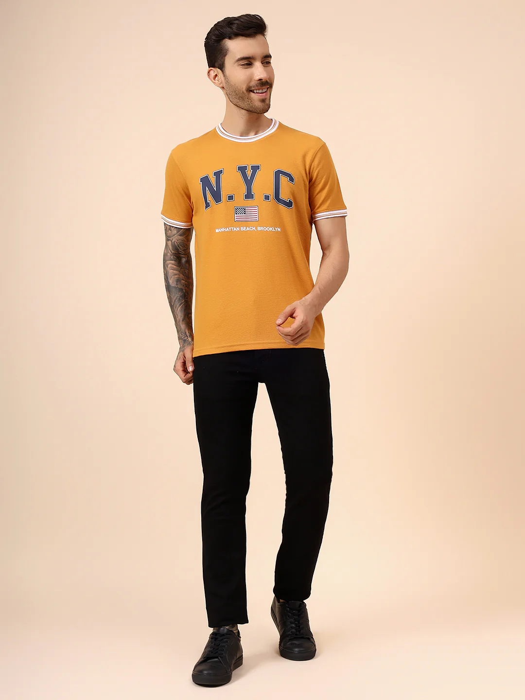 T-Shirt for Men | Breathable & Soft with Color Fastness Regular Fit Round Neck Poly Cotton Fabric Printed Pattern - Image 7