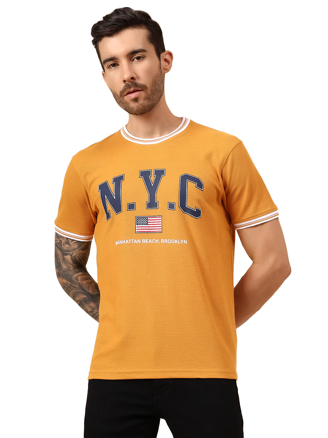 T-Shirt for Men | Breathable & Soft with Color Fastness Regular Fit Round Neck Poly Cotton Fabric Printed Pattern - Image 8