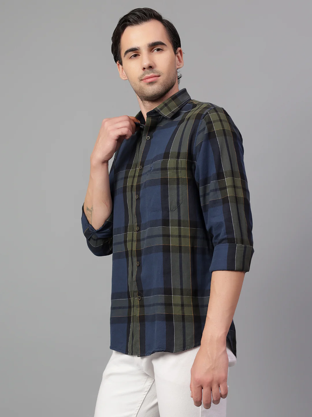 Casual Shirt for Men | Breathable & Soft with Color Fastness Regular Fit Spread Collar Neck Cotton Fabric Checkered Pattern - Image 4