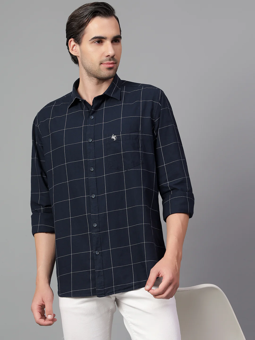 Casual Shirt for Men | Breathable & Soft with Color Fastness Regular Fit Spread Collar Neck Cotton Fabric Checkered Pattern - Image 3
