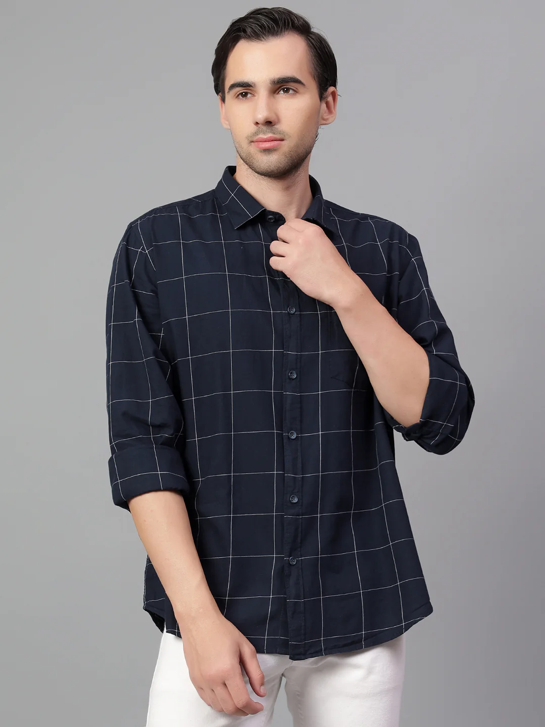 Casual Shirt for Men | Breathable & Soft with Color Fastness Regular Fit Spread Collar Neck Cotton Fabric Checkered Pattern - Image 4