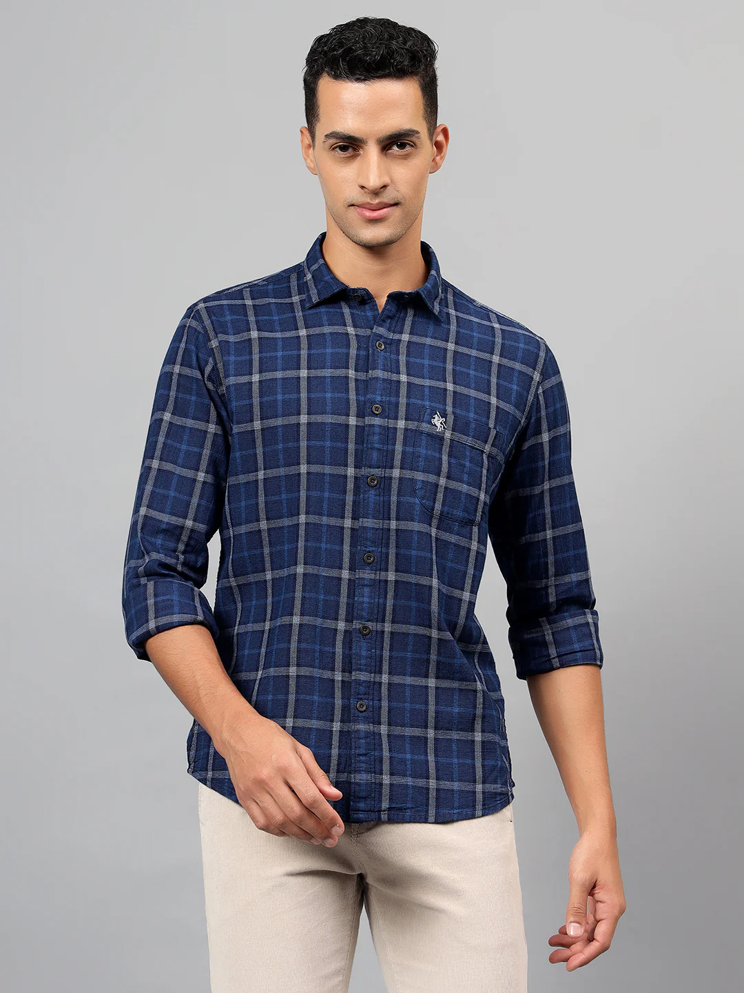 Casual Shirt for Men | Breathable & Soft with Color Fastness Regular Fit Spread Collar Neck Cotton Fabric Checkered Pattern - Image 2