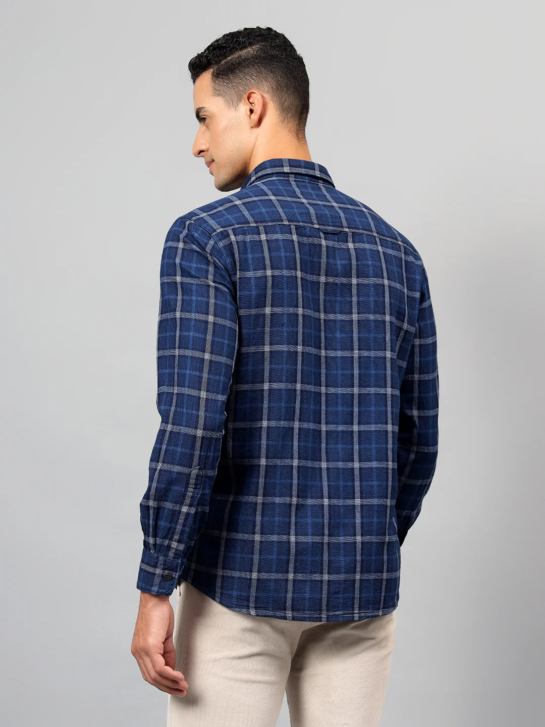 Casual Shirt for Men | Breathable & Soft with Color Fastness Regular Fit Spread Collar Neck Cotton Fabric Checkered Pattern - Image 3