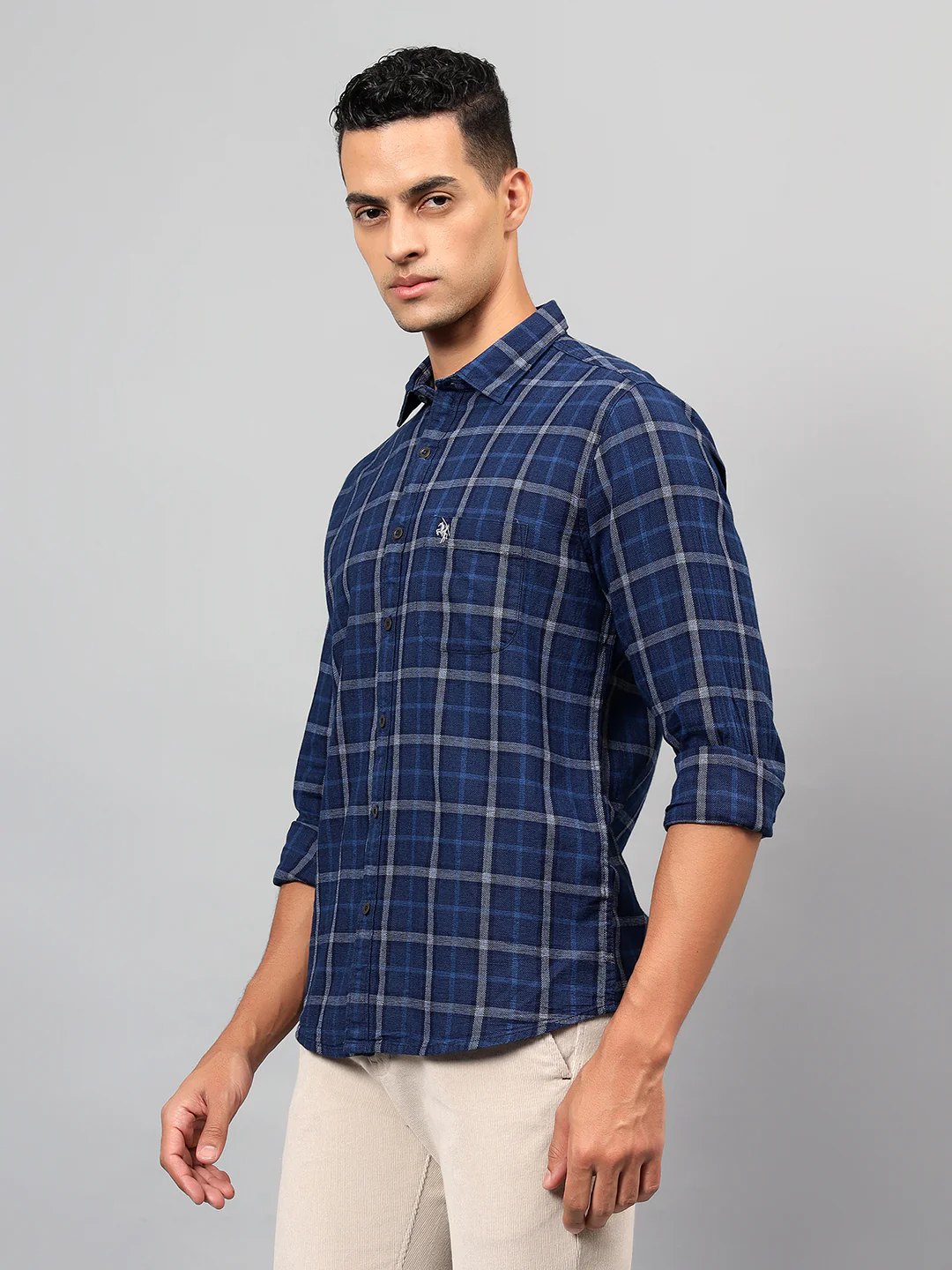 Casual Shirt for Men | Breathable & Soft with Color Fastness Regular Fit Spread Collar Neck Cotton Fabric Checkered Pattern - Image 4