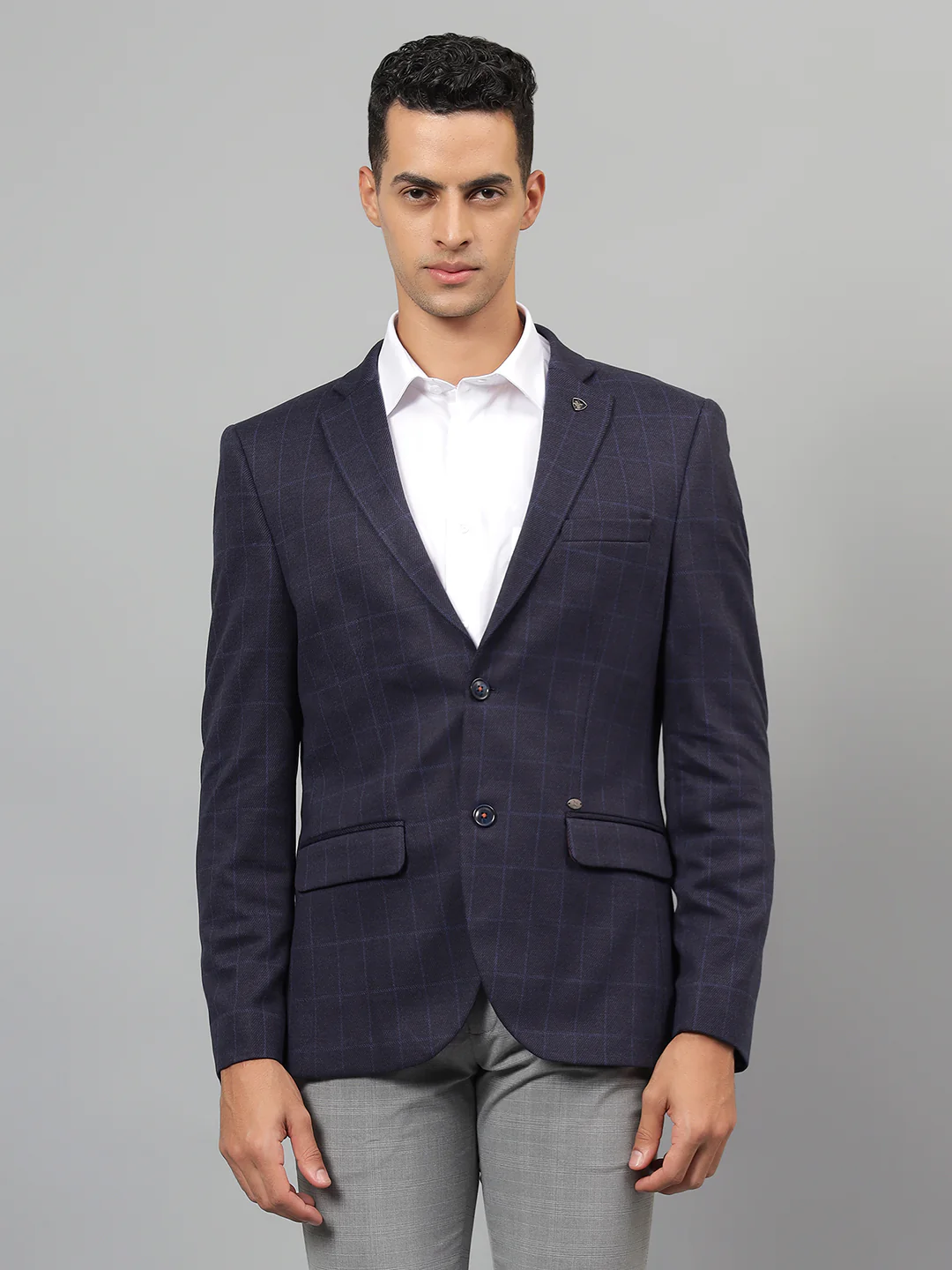 Blazer for Men | Premium Casual Blazer Slim Fit Notched Collar Terry Rayon Fabric Checkered Pattern - Image 2