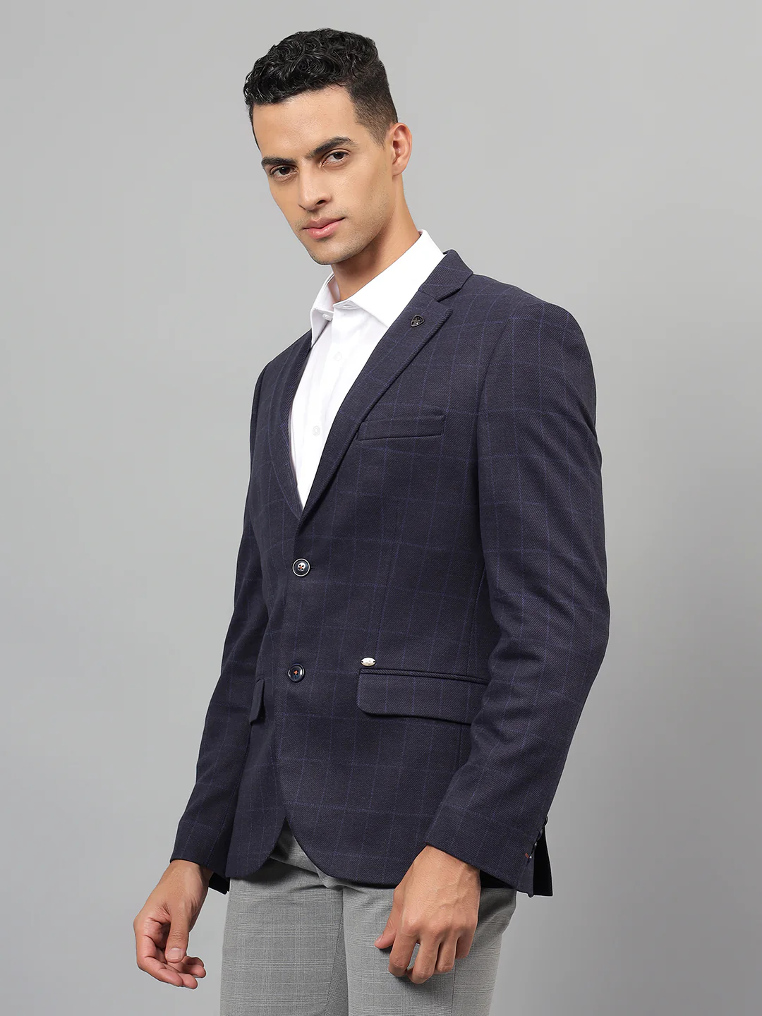 Blazer for Men | Premium Casual Blazer Slim Fit Notched Collar Terry Rayon Fabric Checkered Pattern - Image 3