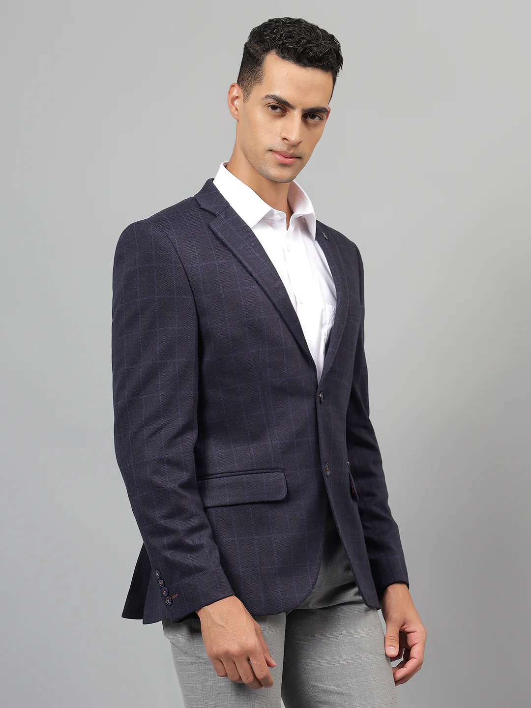 Blazer for Men | Premium Casual Blazer Slim Fit Notched Collar Terry Rayon Fabric Checkered Pattern - Image 4