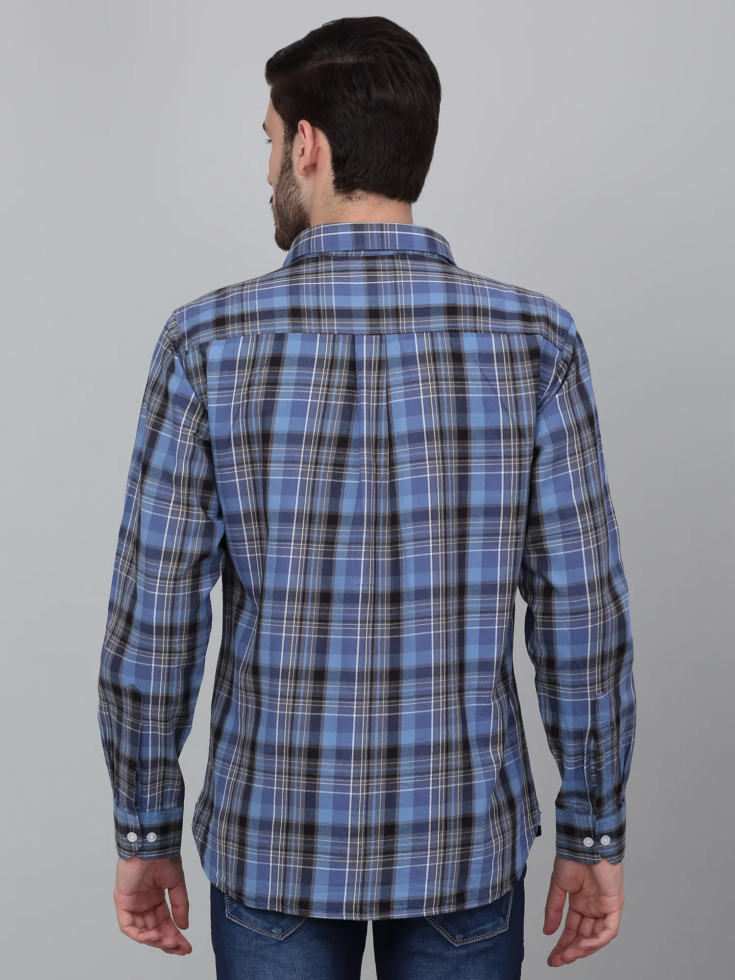 Casual Shirt for Men | Breathable & Soft with Color Fastness Regular Fit Spread Collar Neck Cotton Fabric Checkered Pattern - Image 2