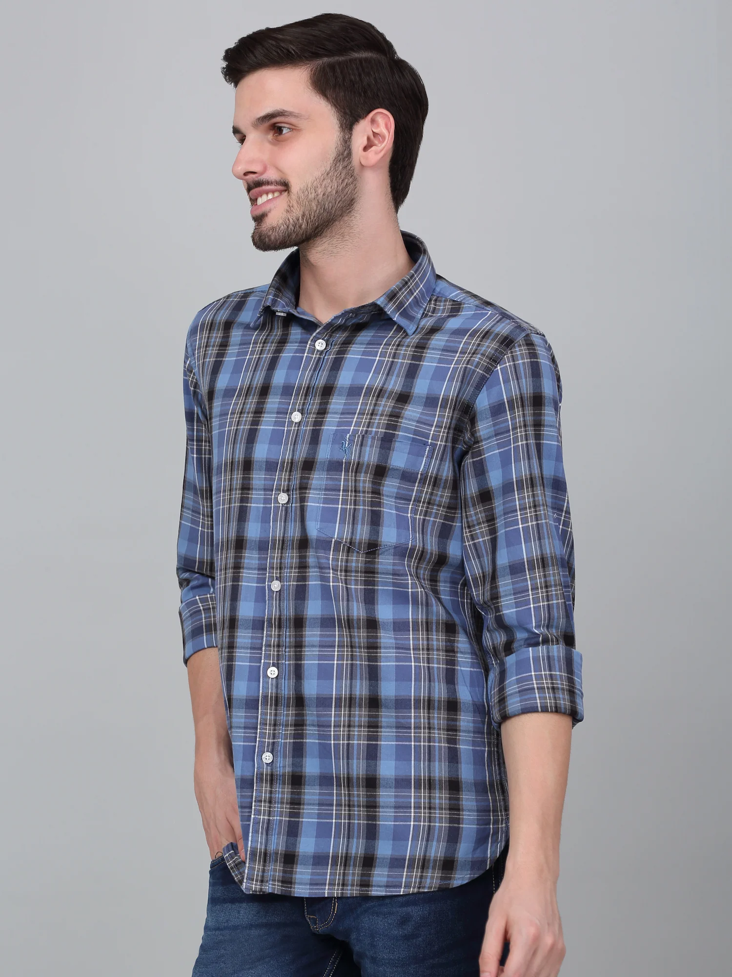 Casual Shirt for Men | Breathable & Soft with Color Fastness Regular Fit Spread Collar Neck Cotton Fabric Checkered Pattern - Image 4