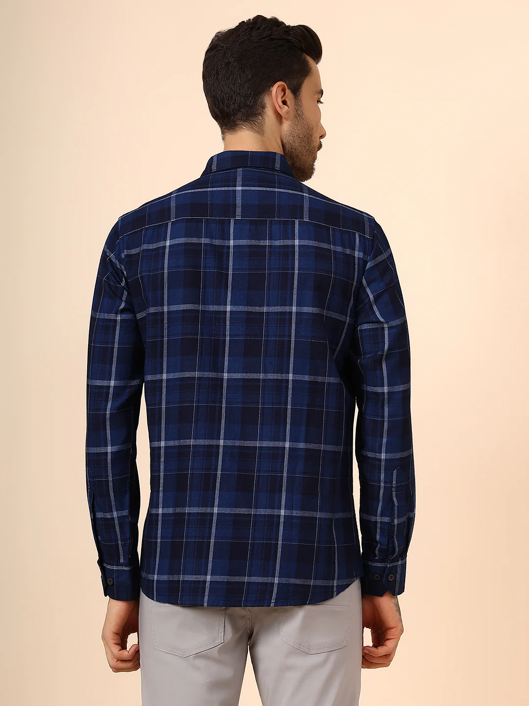 Casual Shirt for Men | Breathable & Soft with Color Fastness Regular Fit Spread Collar Neck Cotton Fabric Checkered Pattern - Image 5