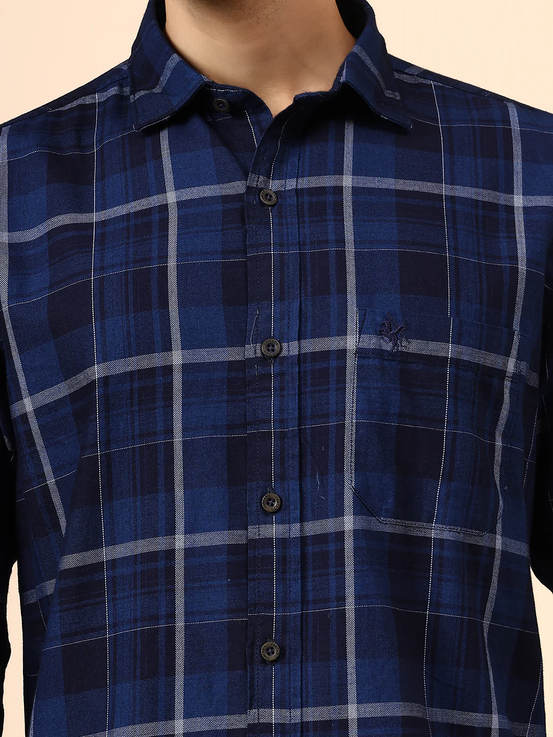 Casual Shirt for Men | Breathable & Soft with Color Fastness Regular Fit Spread Collar Neck Cotton Fabric Checkered Pattern - Image 6
