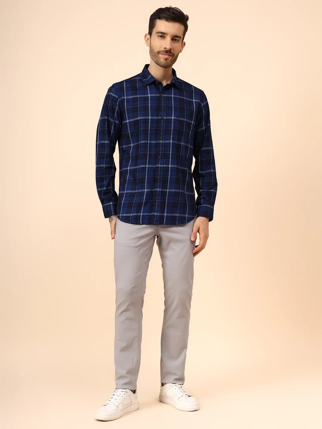 Casual Shirt for Men | Breathable & Soft with Color Fastness Regular Fit Spread Collar Neck Cotton Fabric Checkered Pattern - Image 7