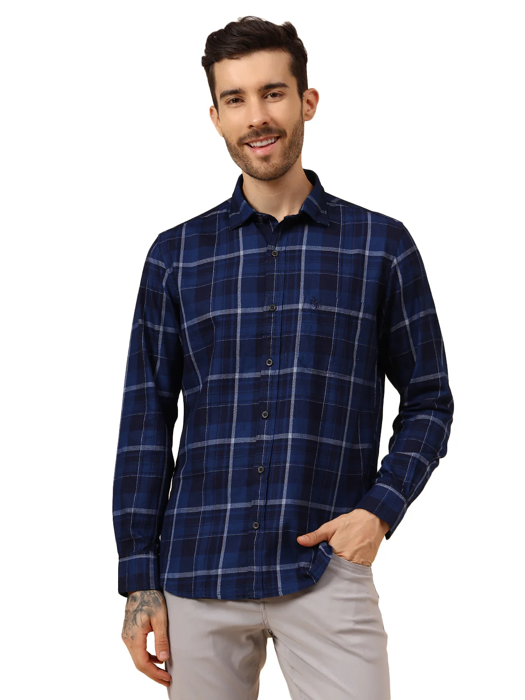 Casual Shirt for Men | Breathable & Soft with Color Fastness Regular Fit Spread Collar Neck Cotton Fabric Checkered Pattern - Image 8