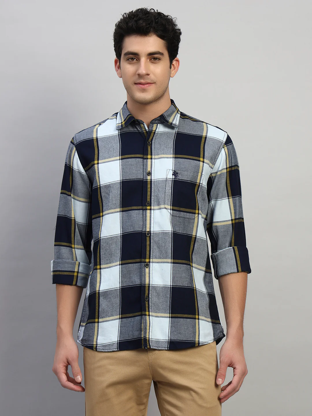 Casual Shirt for Men | Breathable & Soft with Color Fastness Regular Fit Spread Collar Neck Cotton Fabric Checkered Pattern - Image 3