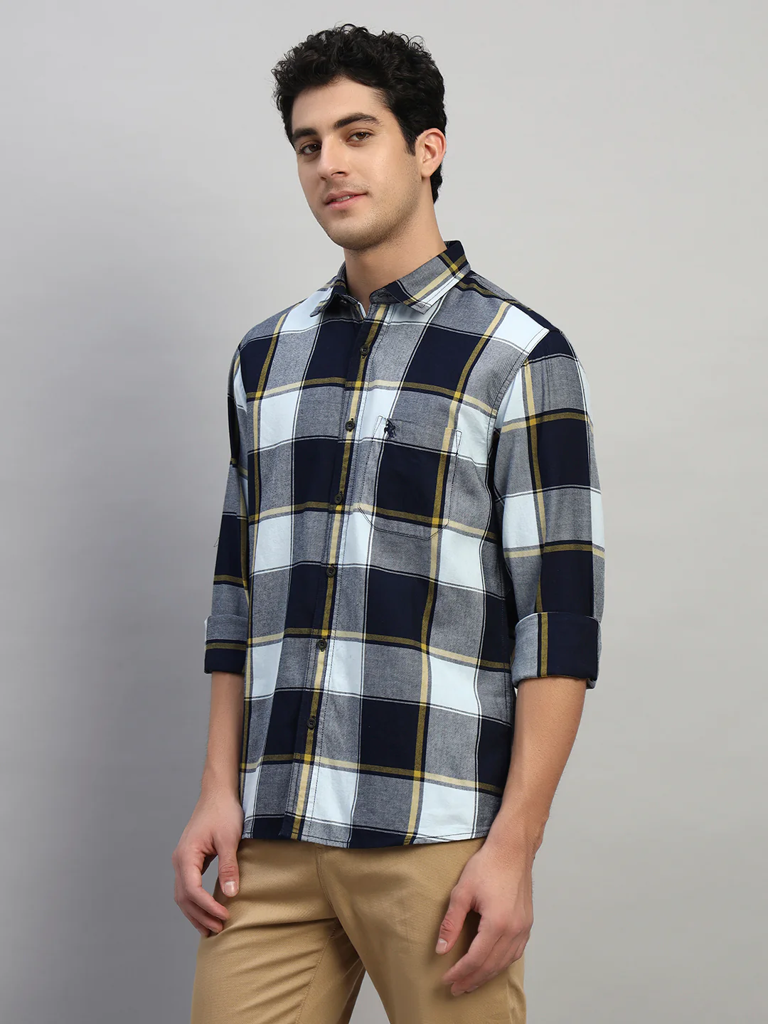 Casual Shirt for Men | Breathable & Soft with Color Fastness Regular Fit Spread Collar Neck Cotton Fabric Checkered Pattern - Image 4