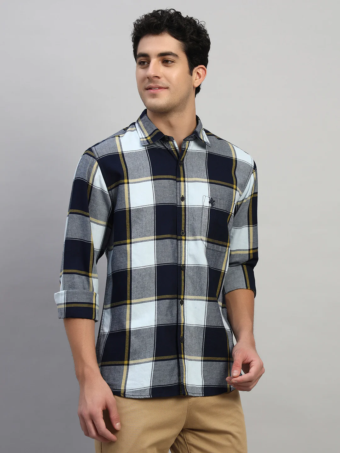 Casual Shirt for Men | Breathable & Soft with Color Fastness Regular Fit Spread Collar Neck Cotton Fabric Checkered Pattern - Image 5