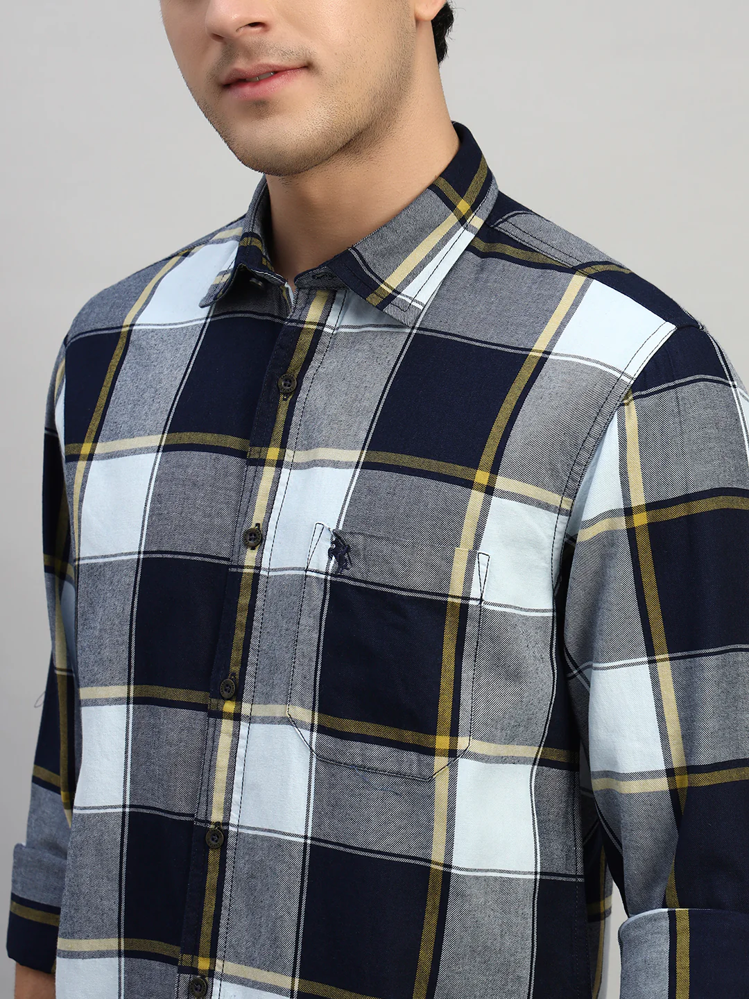 Casual Shirt for Men | Breathable & Soft with Color Fastness Regular Fit Spread Collar Neck Cotton Fabric Checkered Pattern - Image 7