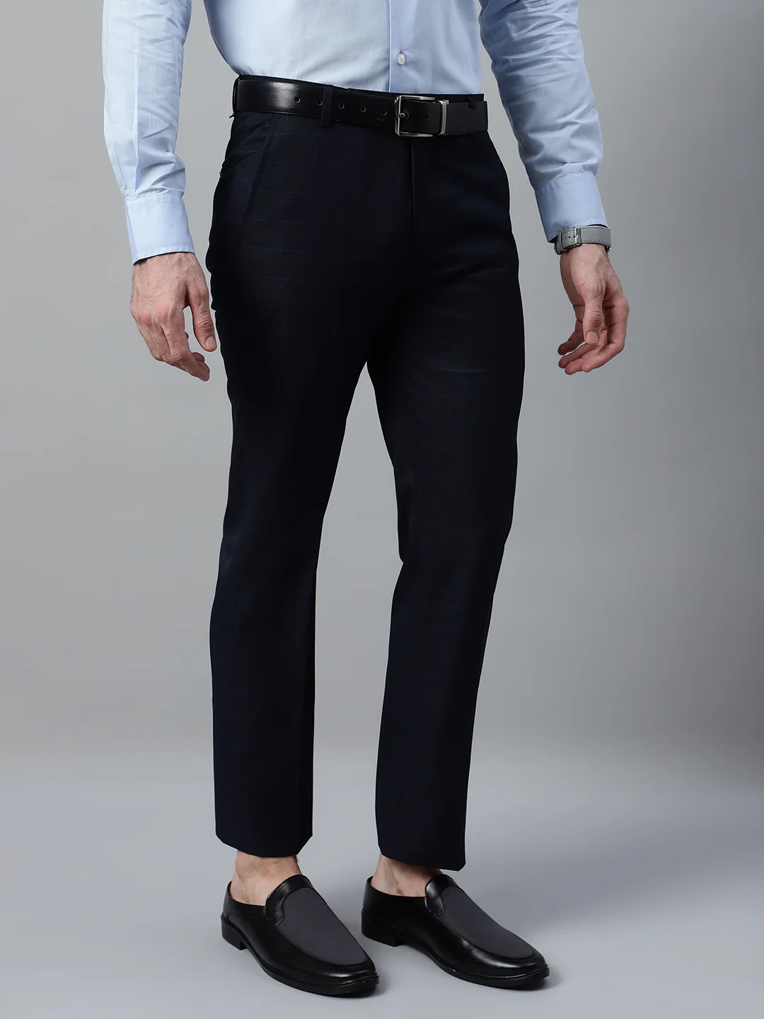 Formal Trouser for Men | Breathable & Soft with Color Fastness Regular Fit Poly Viscose Fabric Checkered Pattern Hook & Eye Closure - Image 4
