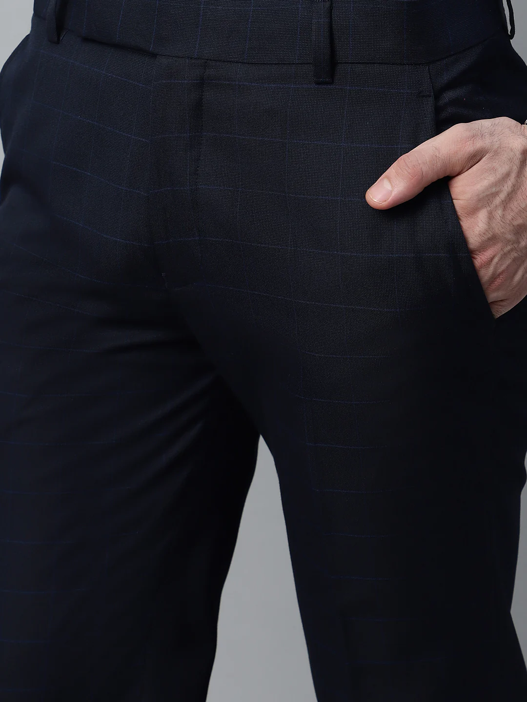 Formal Trouser for Men | Breathable & Soft with Color Fastness Regular Fit Poly Viscose Fabric Checkered Pattern Hook & Eye Closure - Image 5